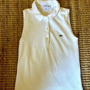Lacoste sleeveless white polo shirt. Size 32